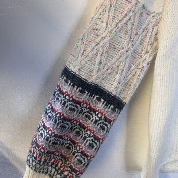 Altar'd State Beige Knit Fair Isle Balloon Sleeve Sweater size small - Picture 2 of 7